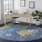 Homeroots 8 ft. Round Blue Tropical Flower Area Rug 385407 - alternate 7